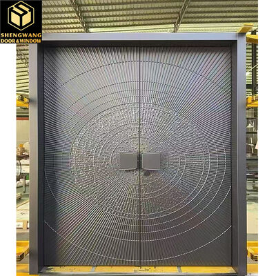 Eldiven Siyah Ahşap Alüminyum Bahçe Kapısı Sessiz Alüminyum Pivot Giriş Kapıları